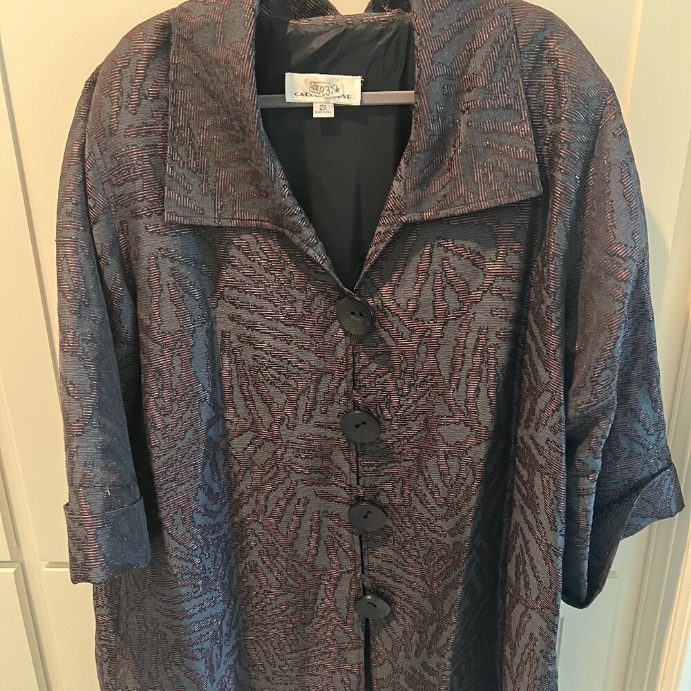 Caroline Rose Black/Burgundy Jacket Size 2X